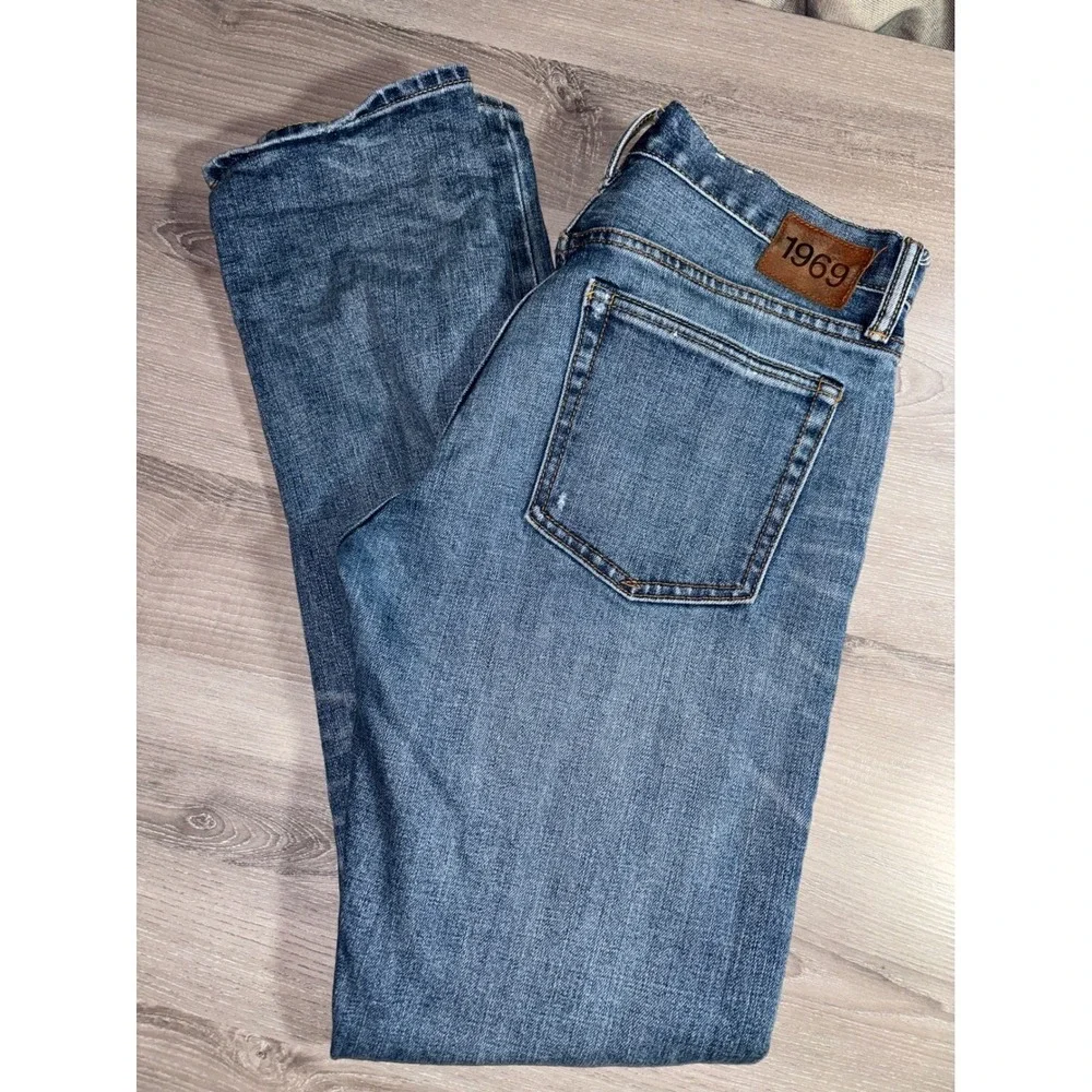 Gap 1969 Slim Fit Jeans Mens 29x32 Distressed Denim Button Fly Pants y2k comfort